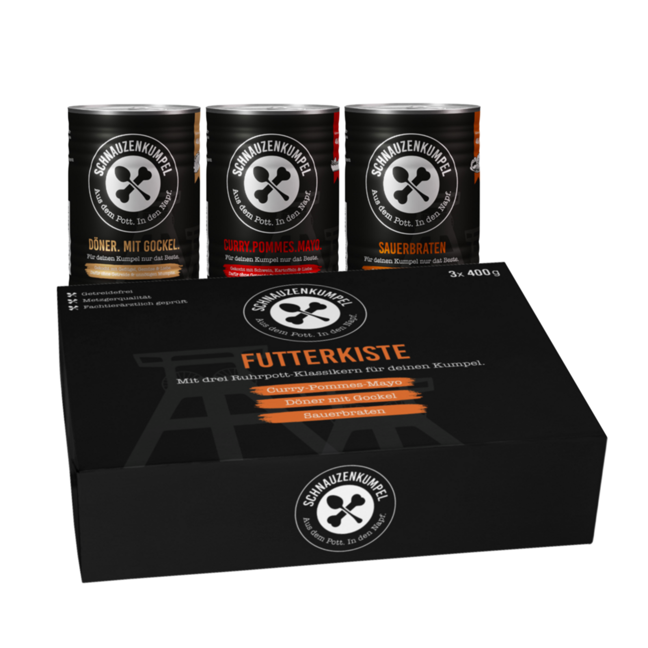 Futterkiste, Nassfutter für Hunde mit 3 Dosendeckeln Bild 1