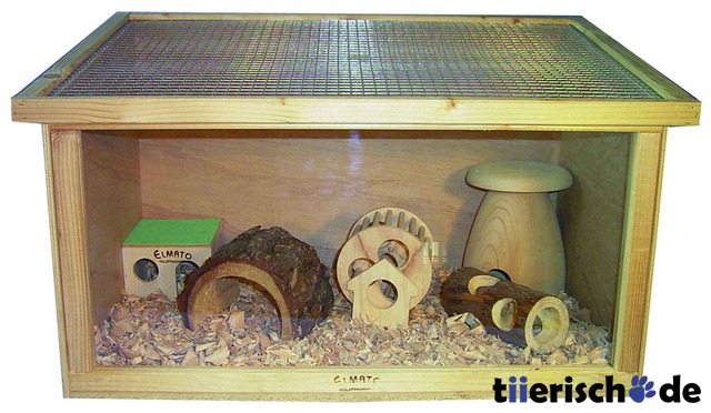Nagerparadies Hamsterkäfig aus Holz mit Panoramascheibe Bild 1