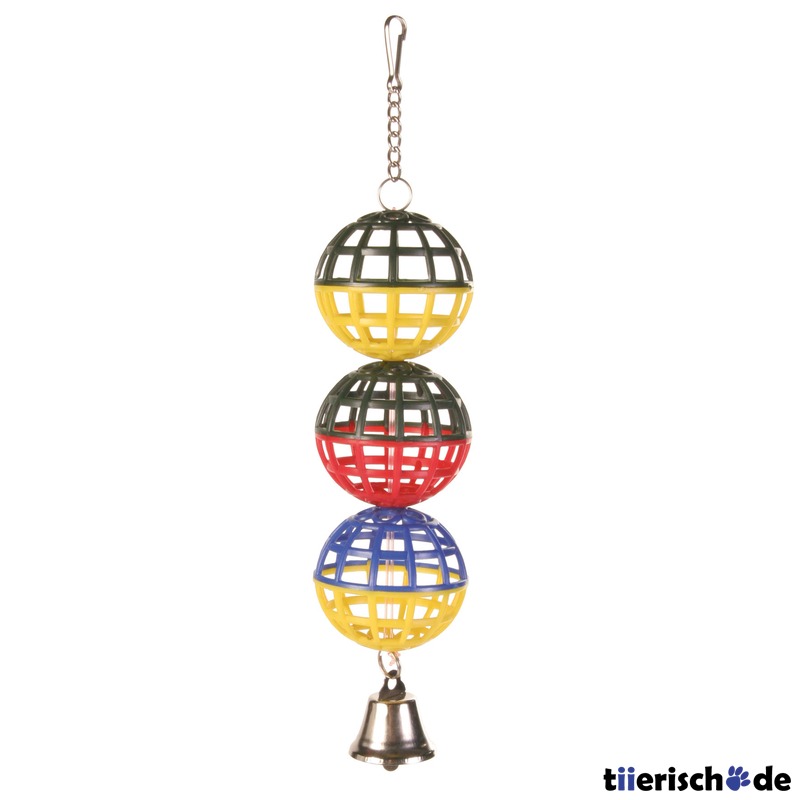 3er Gitterball für Vögel mit Kette und Glocke Bild 1
