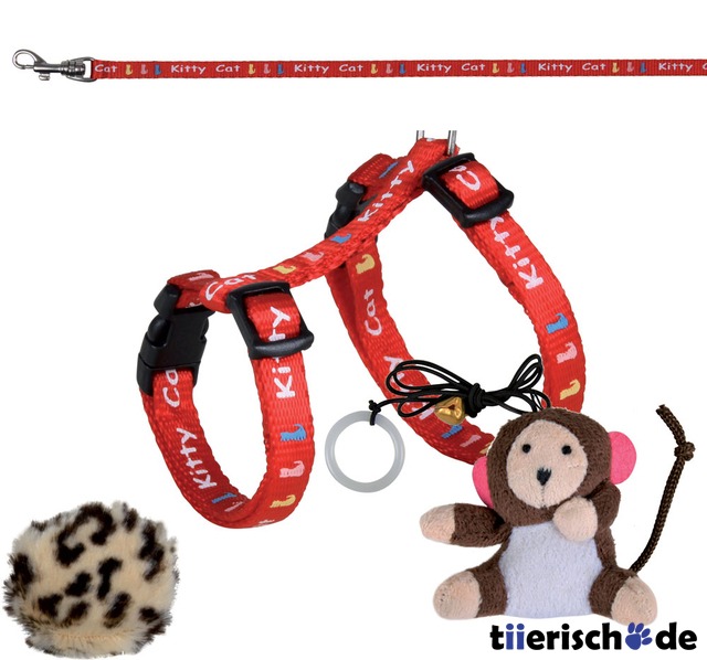 Katzenset Kitty, Geschirr mit Leine inkl. 2 Spielzeuge Bild 1