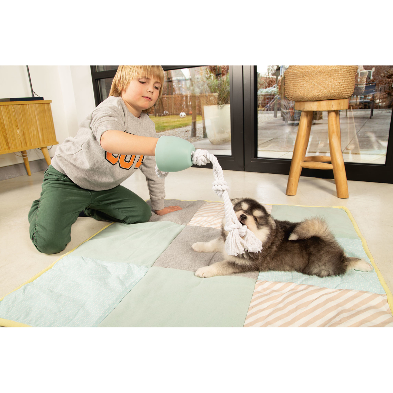 Beeztees Puppy Pullina Zieh- und Kauseil mit Handschutz Bild 3