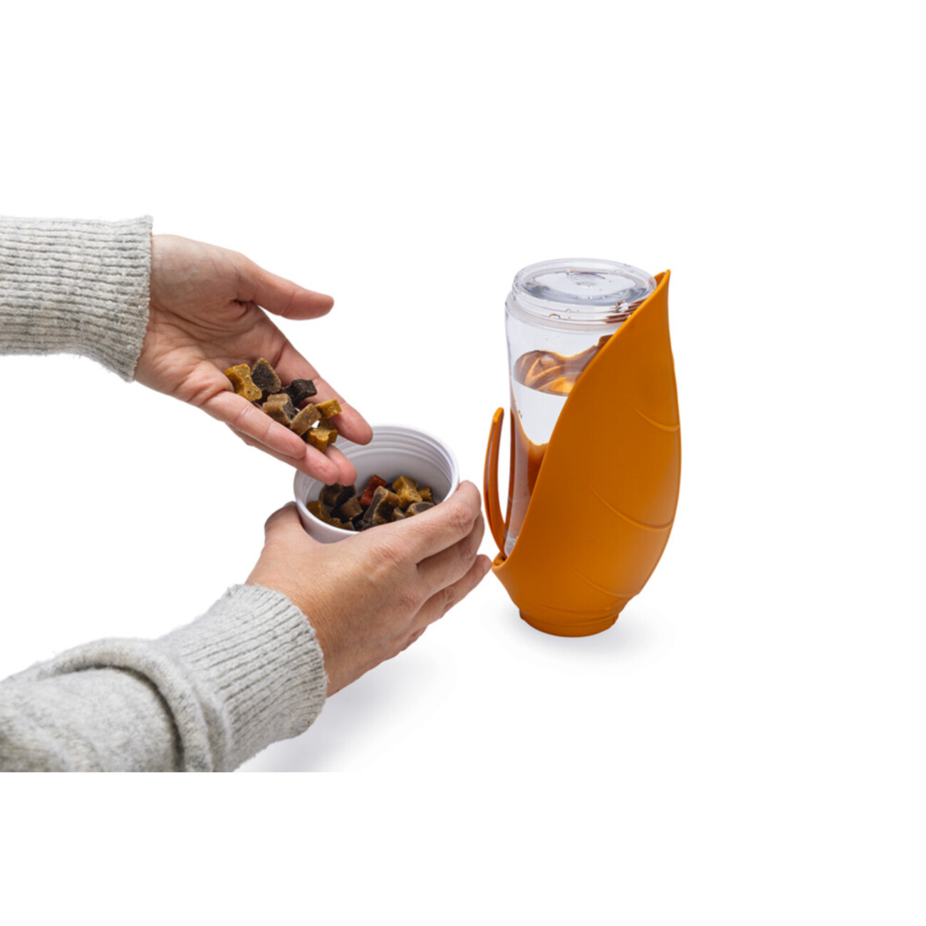 Trinkflasche NEL mit Schale aus Silikon und Snackfach Bild 3