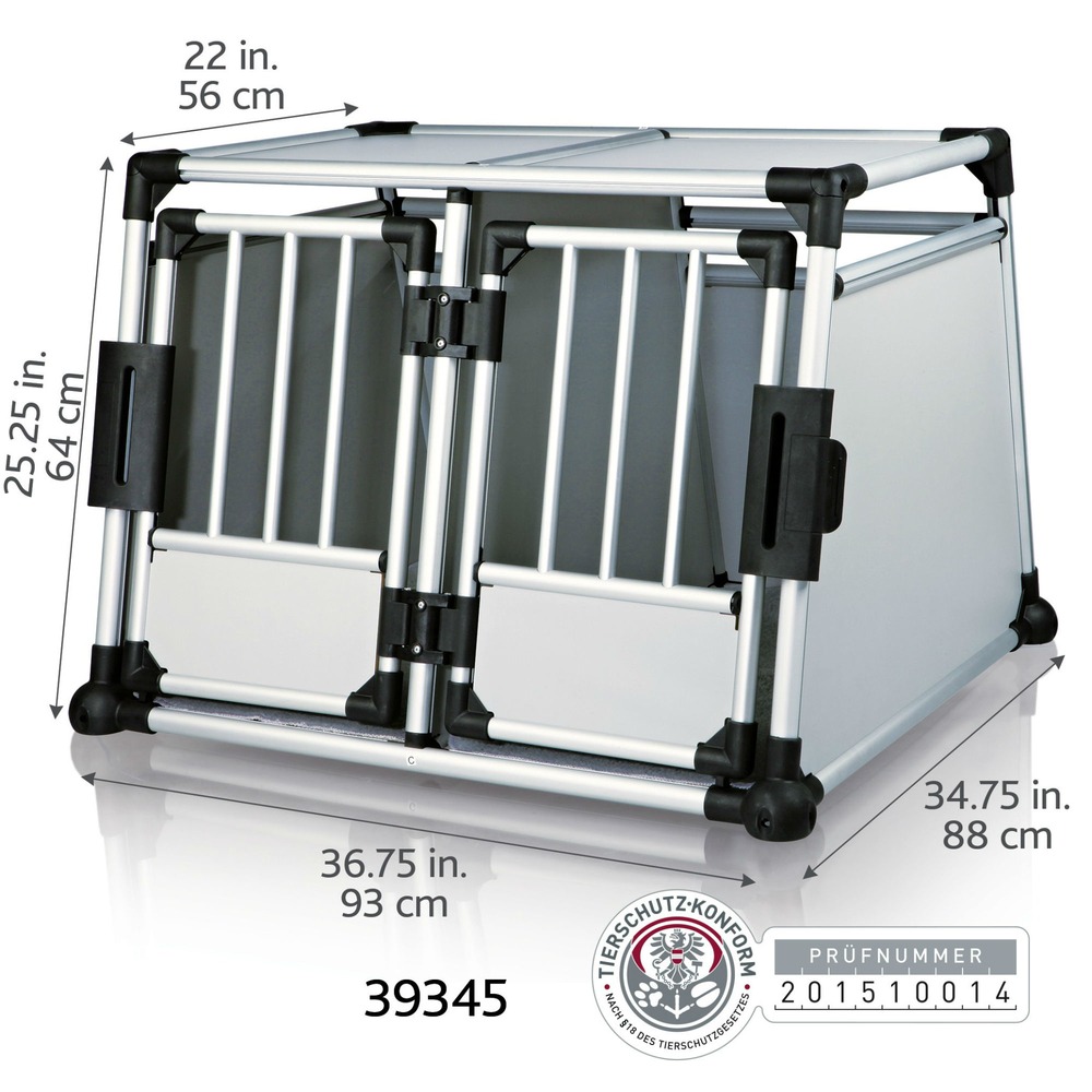 Trixie Doppel Transportbox Alubox Autobox für 2 Hunde Bild 2