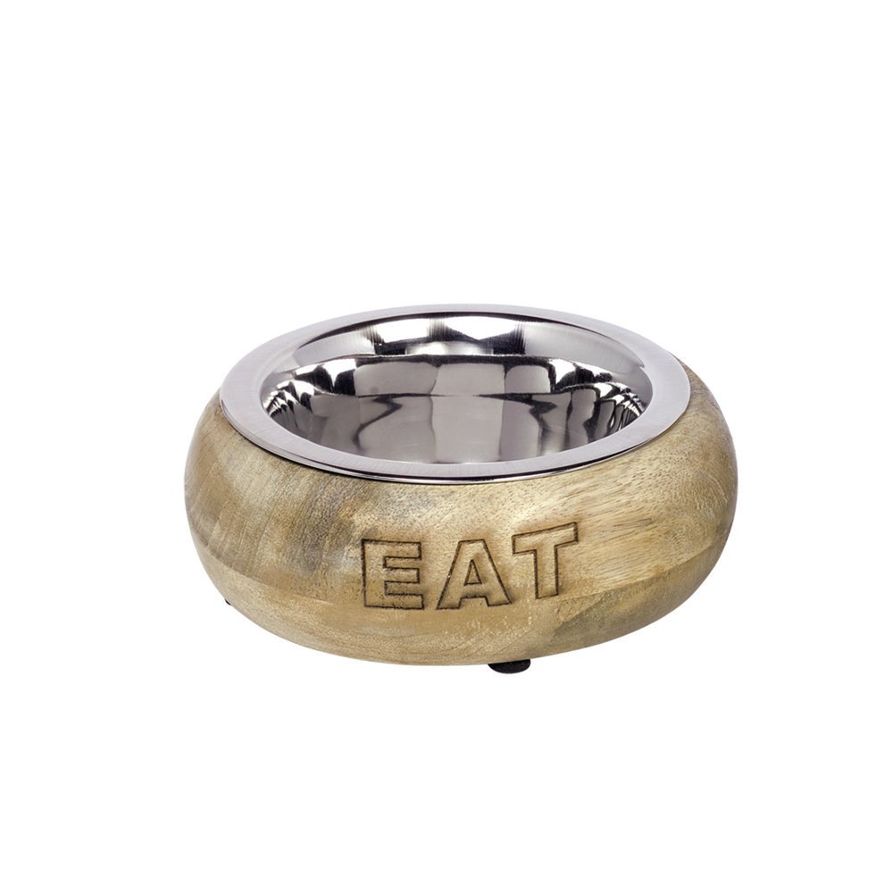 Edelstahlnapf EAT mit Holzring Bild 3