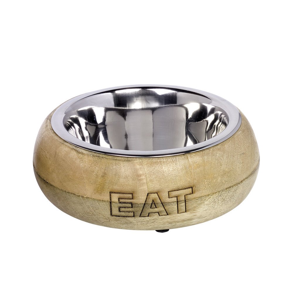 Edelstahlnapf EAT mit Holzring Bild 2