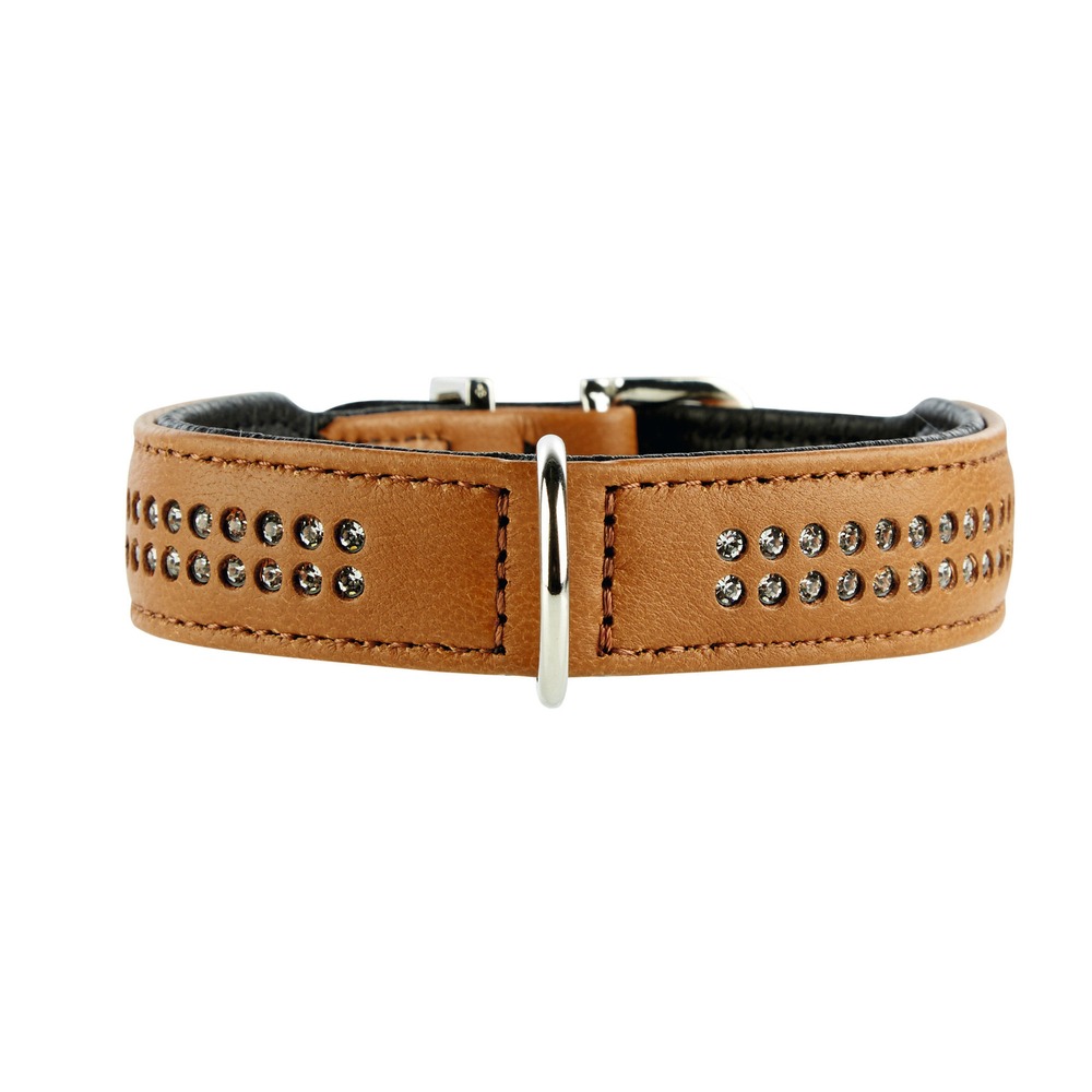 Elchlederhalsband mit Strass Diamond Petit für kleine Hunde Bild 4