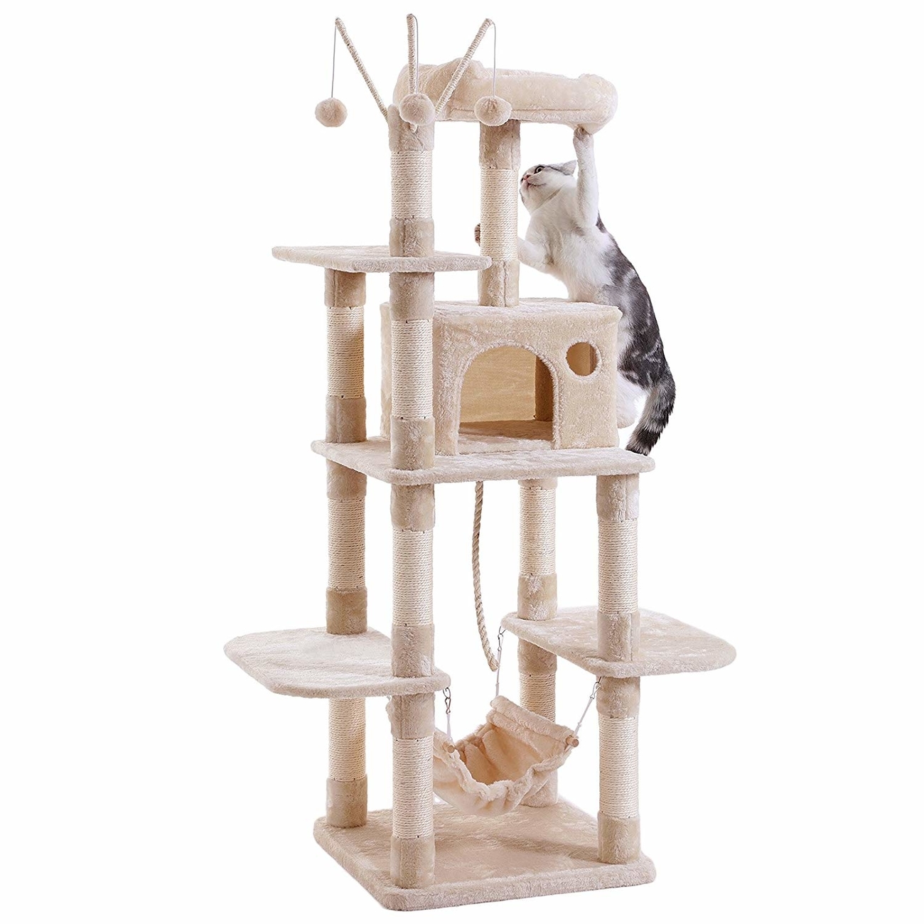 FEANDREA by SONGMICS Katzenkratzbaum mit Hängematte, Höhle, Spielzeug Bild 8