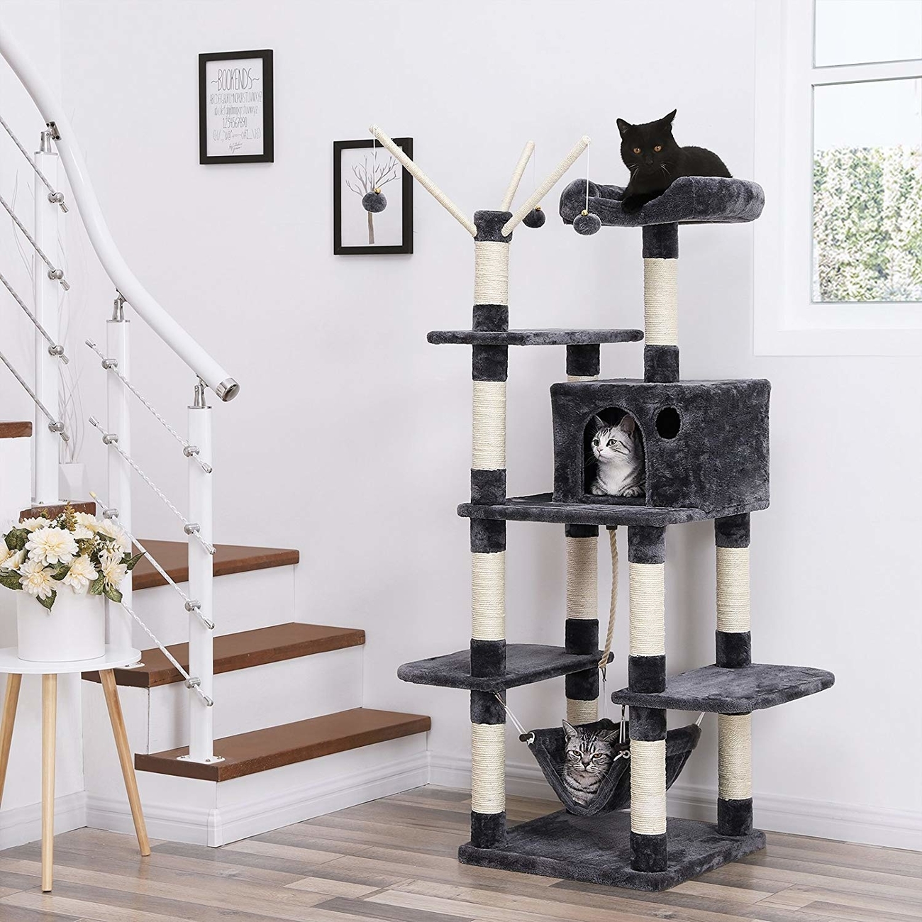 FEANDREA by SONGMICS Katzenkratzbaum mit Hängematte, Höhle, Spielzeug Bild 14