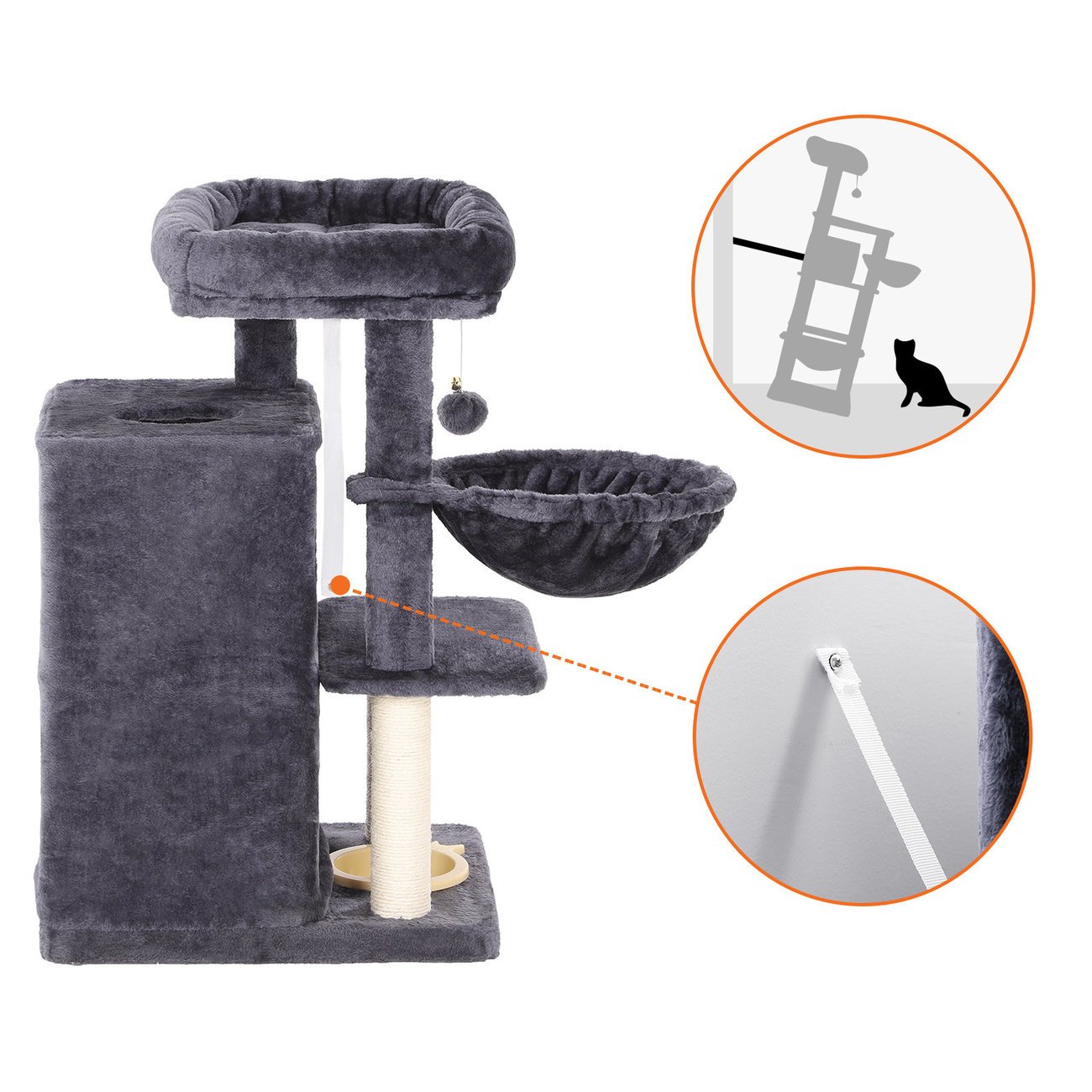 FEANDREA by SONGMICS stabiler mittlerer Kratzbaum mit Fressnapf Bild 5