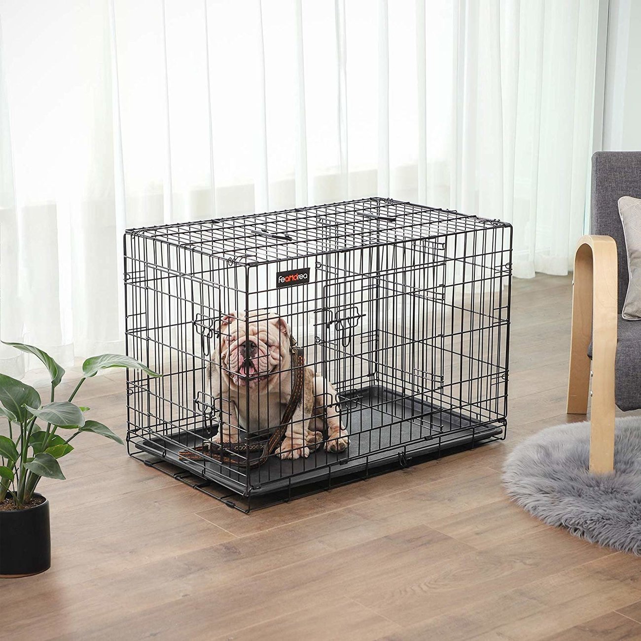 FEANDREA Hundekäfig, Hundebox mit Trennwand, 2 Türen Bild 2