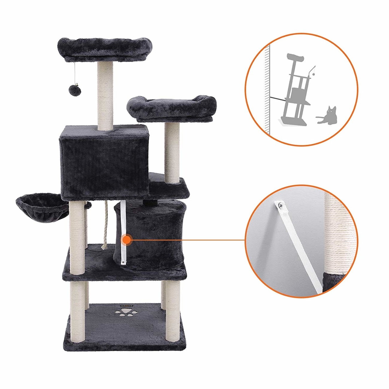 FEANDREA Katzen Kratzbaum mit 2 Höhlen Bild 6
