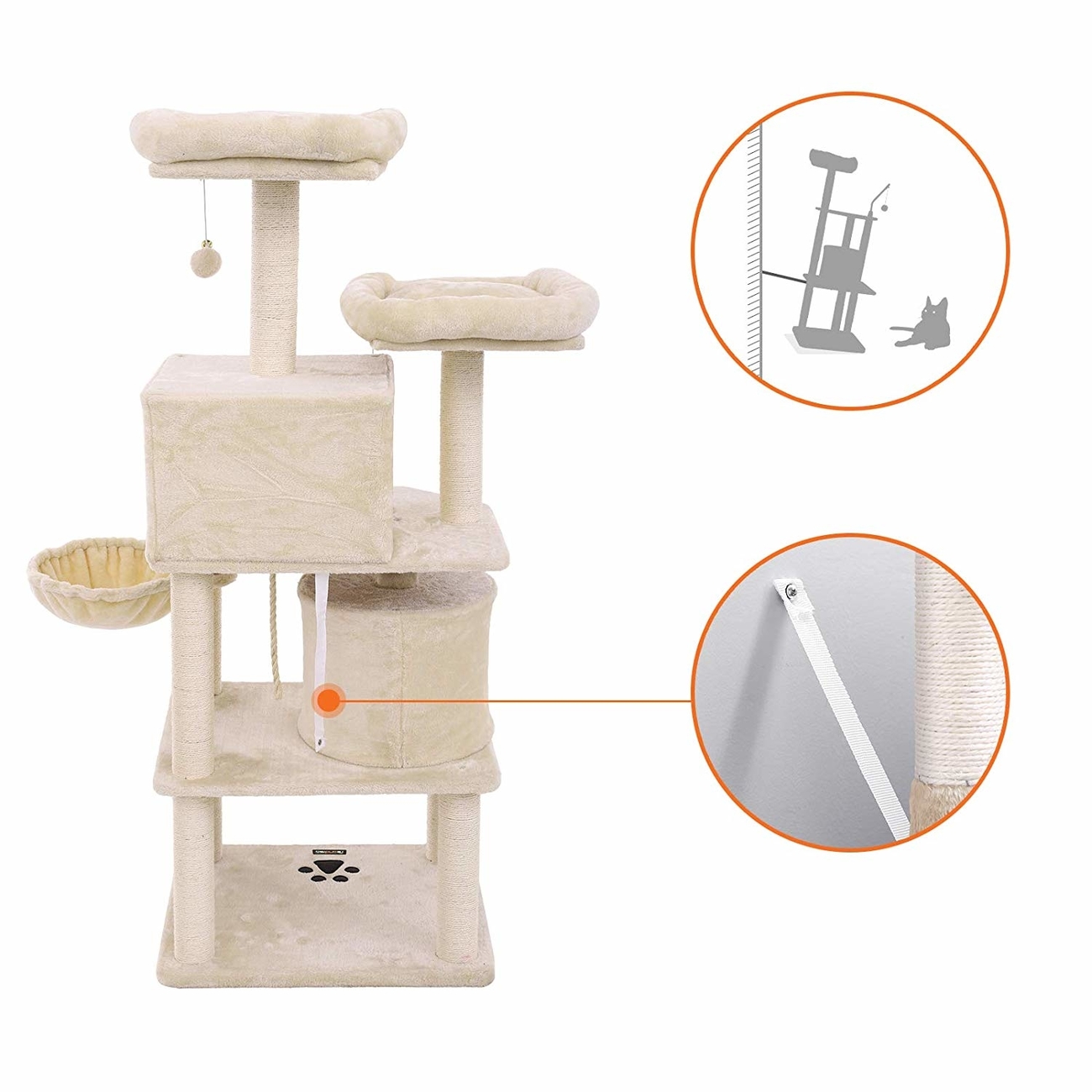 FEANDREA Katzen Kratzbaum mit 2 Höhlen Bild 7