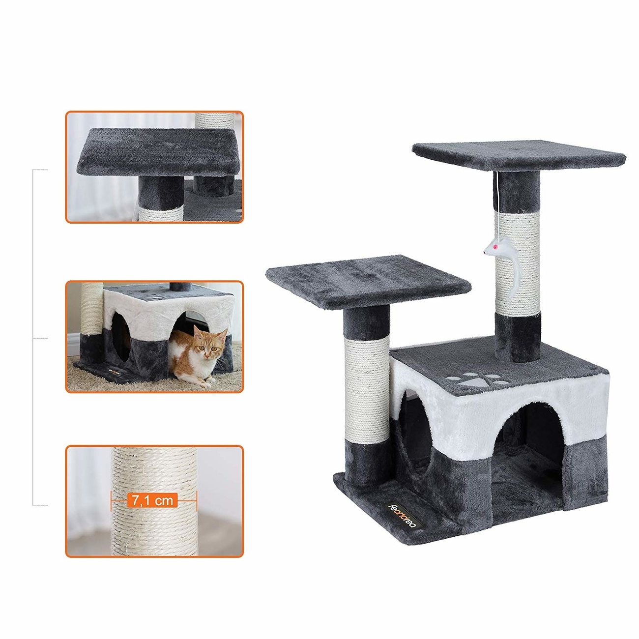 FEANDREA Kratzbaum Grau mit Höhle Bild 8