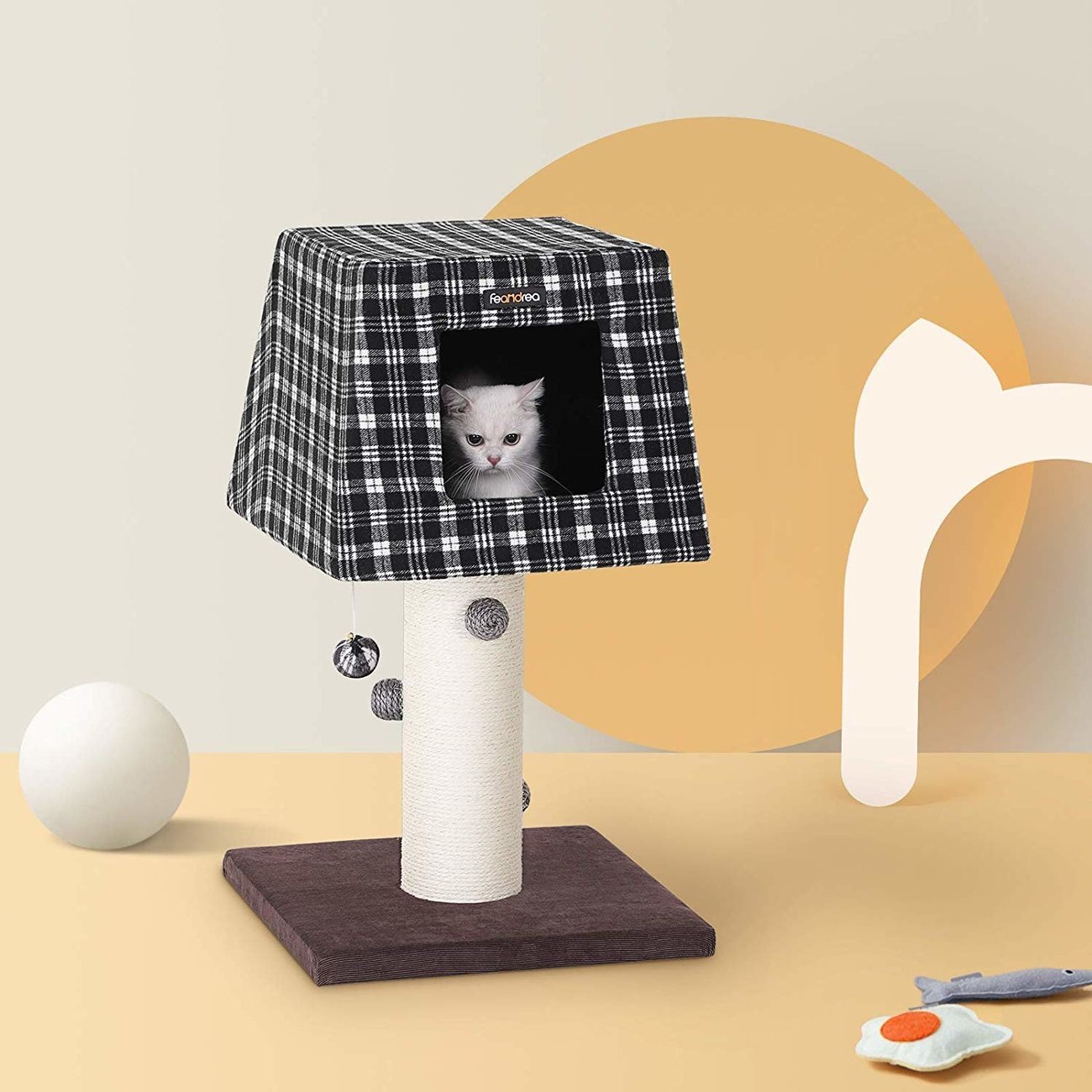 FEANDREA Kratzbaum, Katzenbaum, schwarz-weiß kariert Bild 7