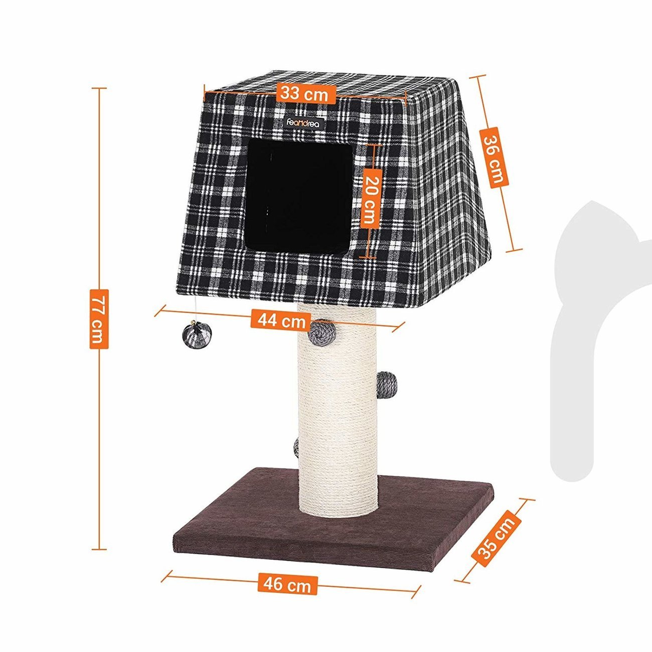 FEANDREA Kratzbaum, Katzenbaum, schwarz-weiß kariert Bild 8