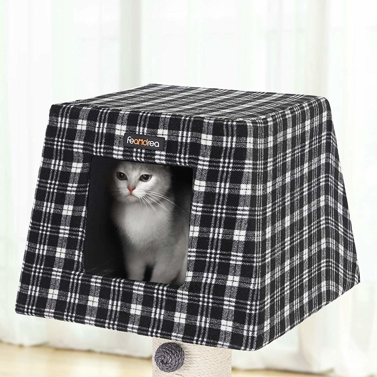 FEANDREA Kratzbaum, Katzenbaum, schwarz-weiß kariert Bild 9