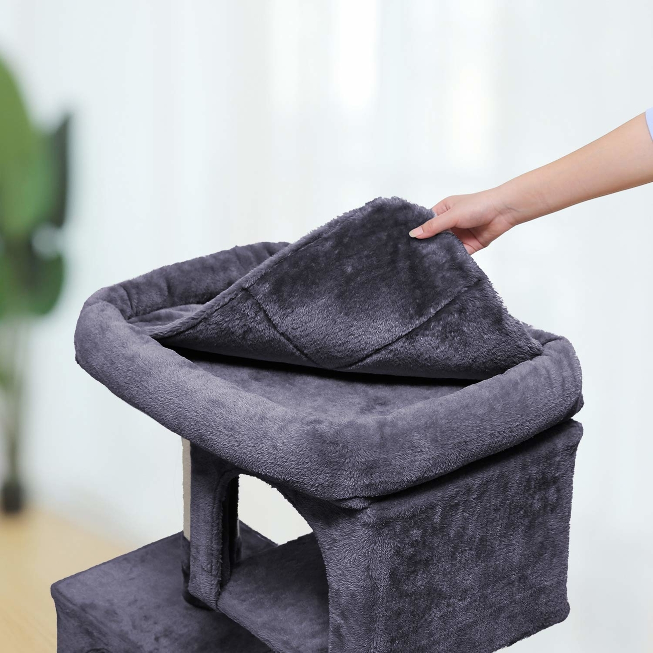 FEANDREA Kratzbaum mittelgroß mit 2 Plüschhöhlen Bild 23