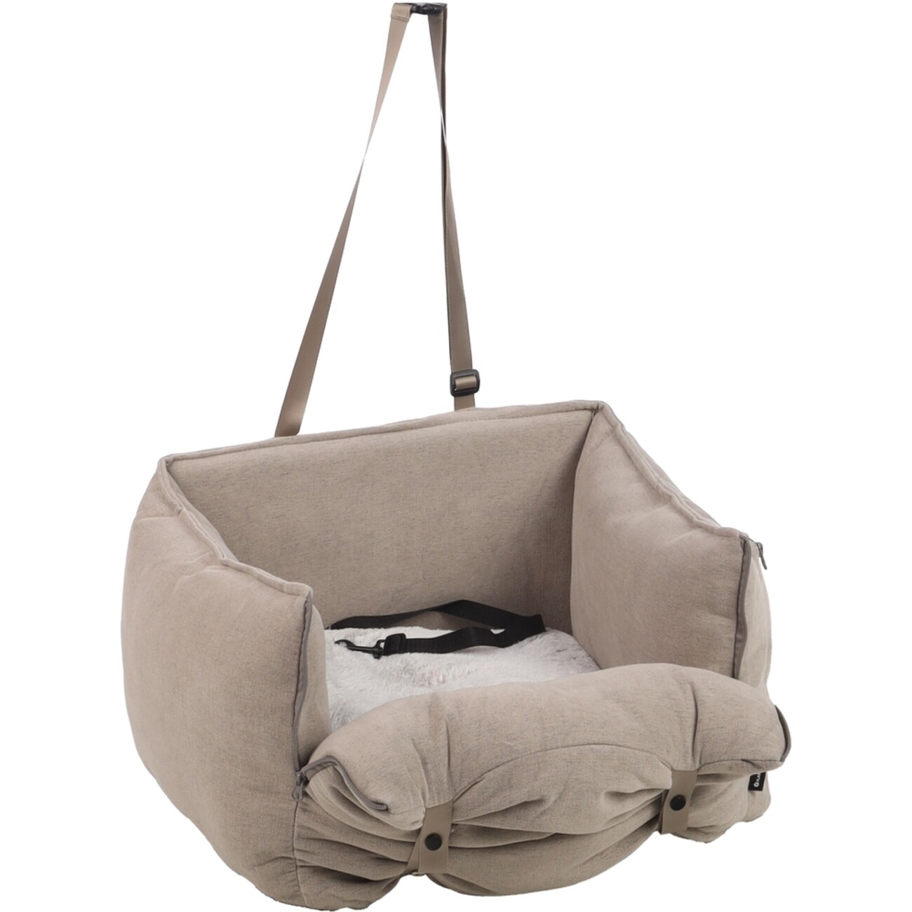 Flamingo Autositz Monica in beige für Hunde – Sicher im Auto Bild 1