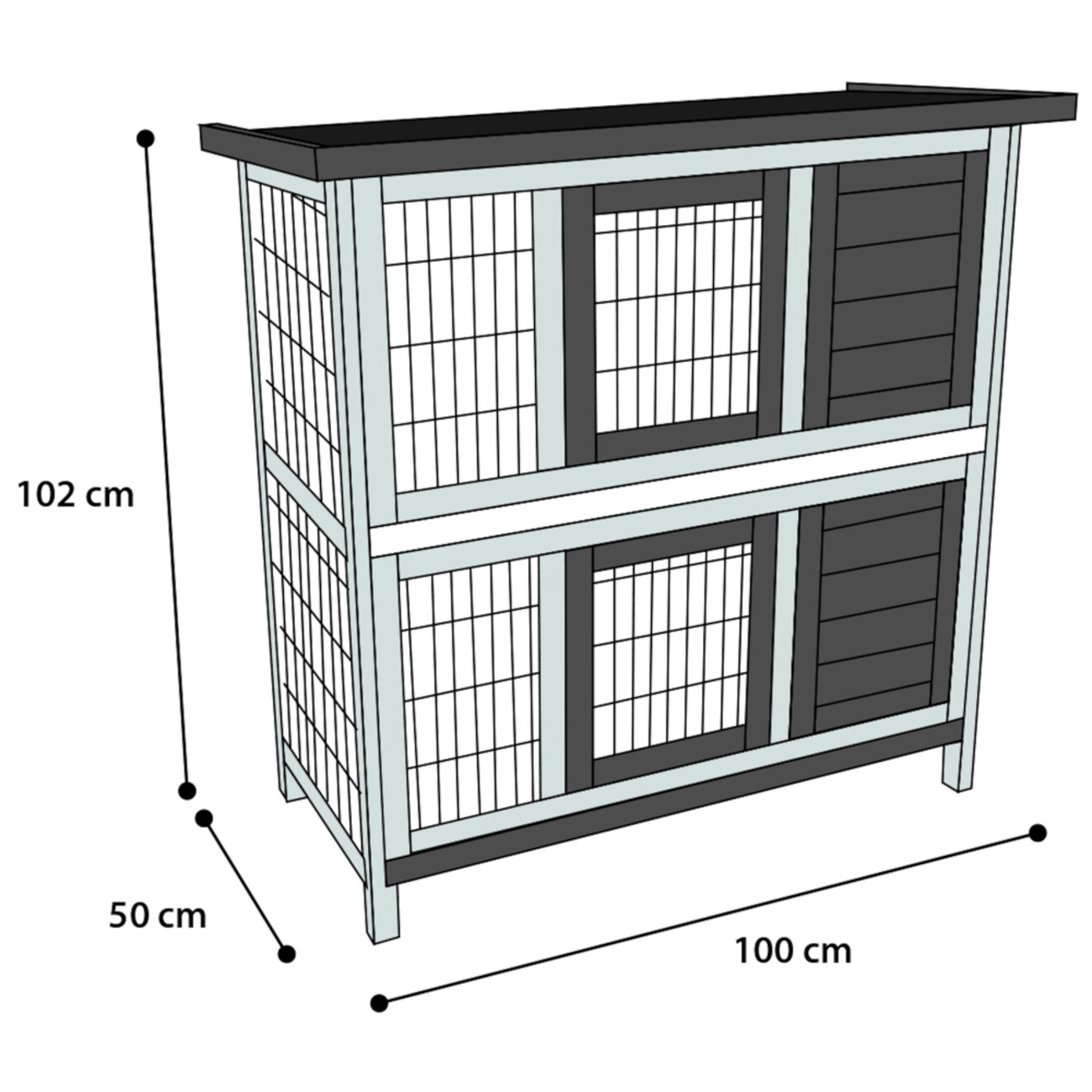 Kaninchenstall Combi 1 Rustic Grau Bild 3