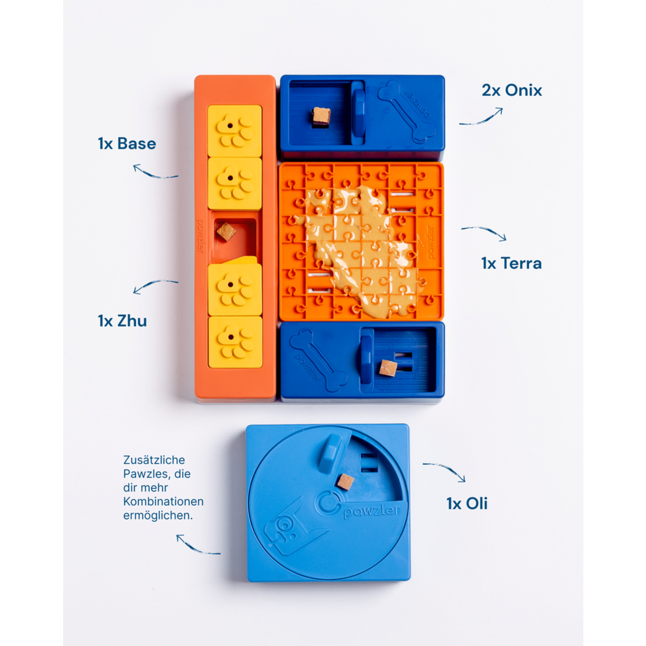 Interaktives Hunde Leckerlie Spielzeug mit individuellen Kombinations Möglichkeiten Bild 1
