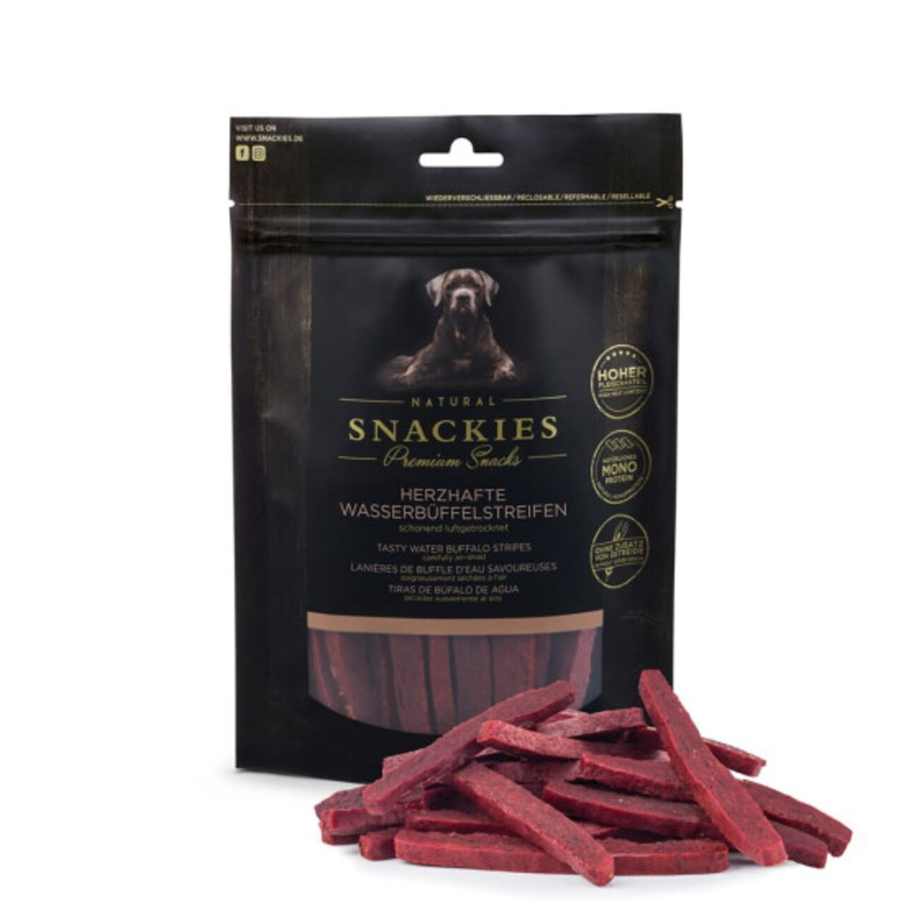 Snackies Herzhafte Wasserbüffel Snacks für Hunde – Getreidefrei & Luftgetrocknet Bild 1