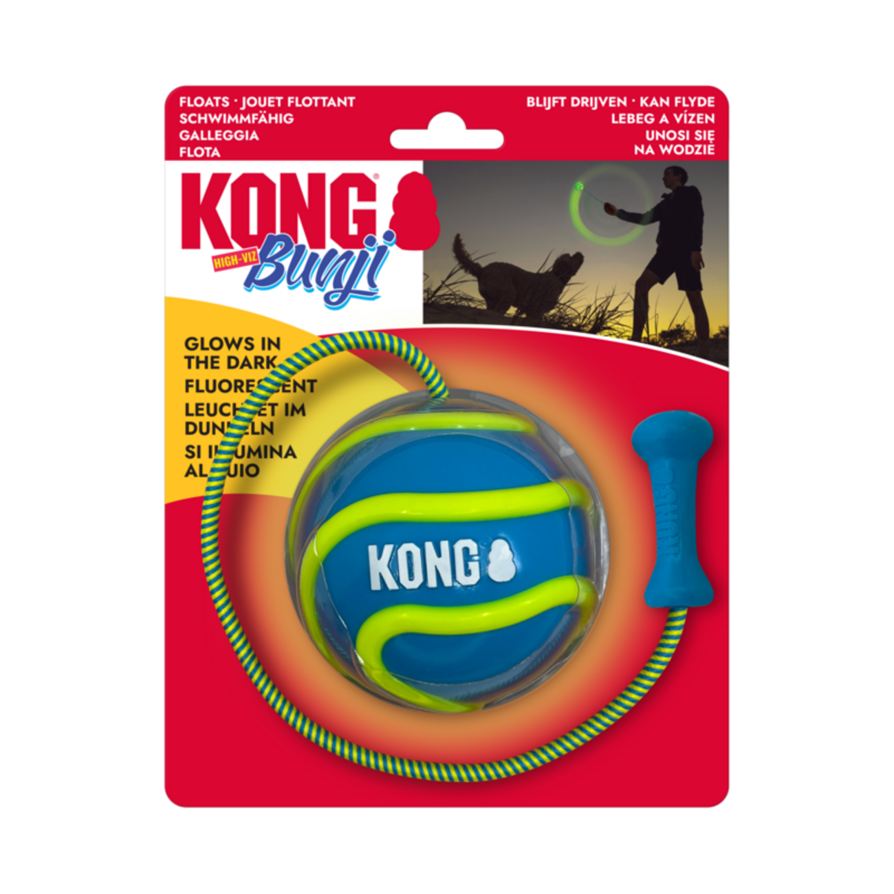 KONG Bunji High-Viz Ball - Der leuchtende Spaß für deinen Hund! Bild 4