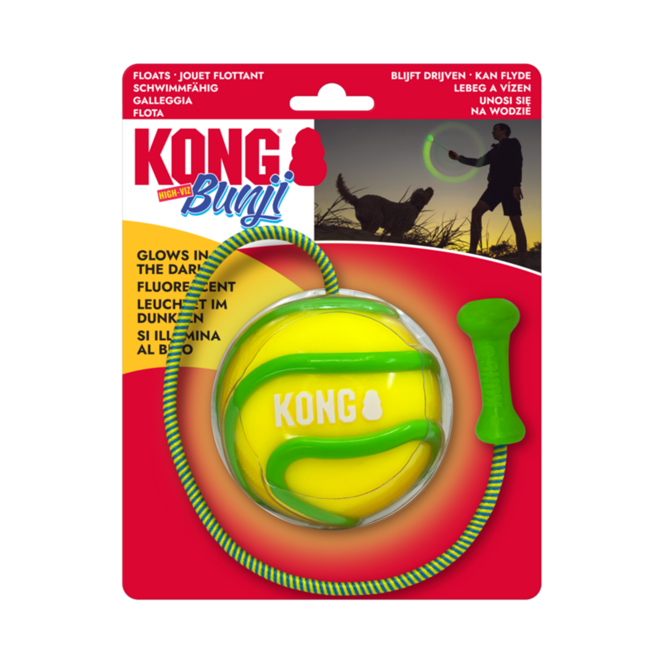 KONG Bunji High-Viz Ball - Der leuchtende Spaß für deinen Hund! Bild 5