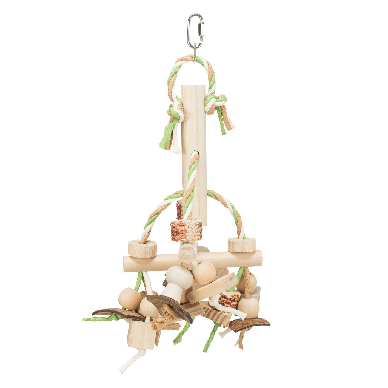 Holzspielzeug für Vögel bunt Bild 1