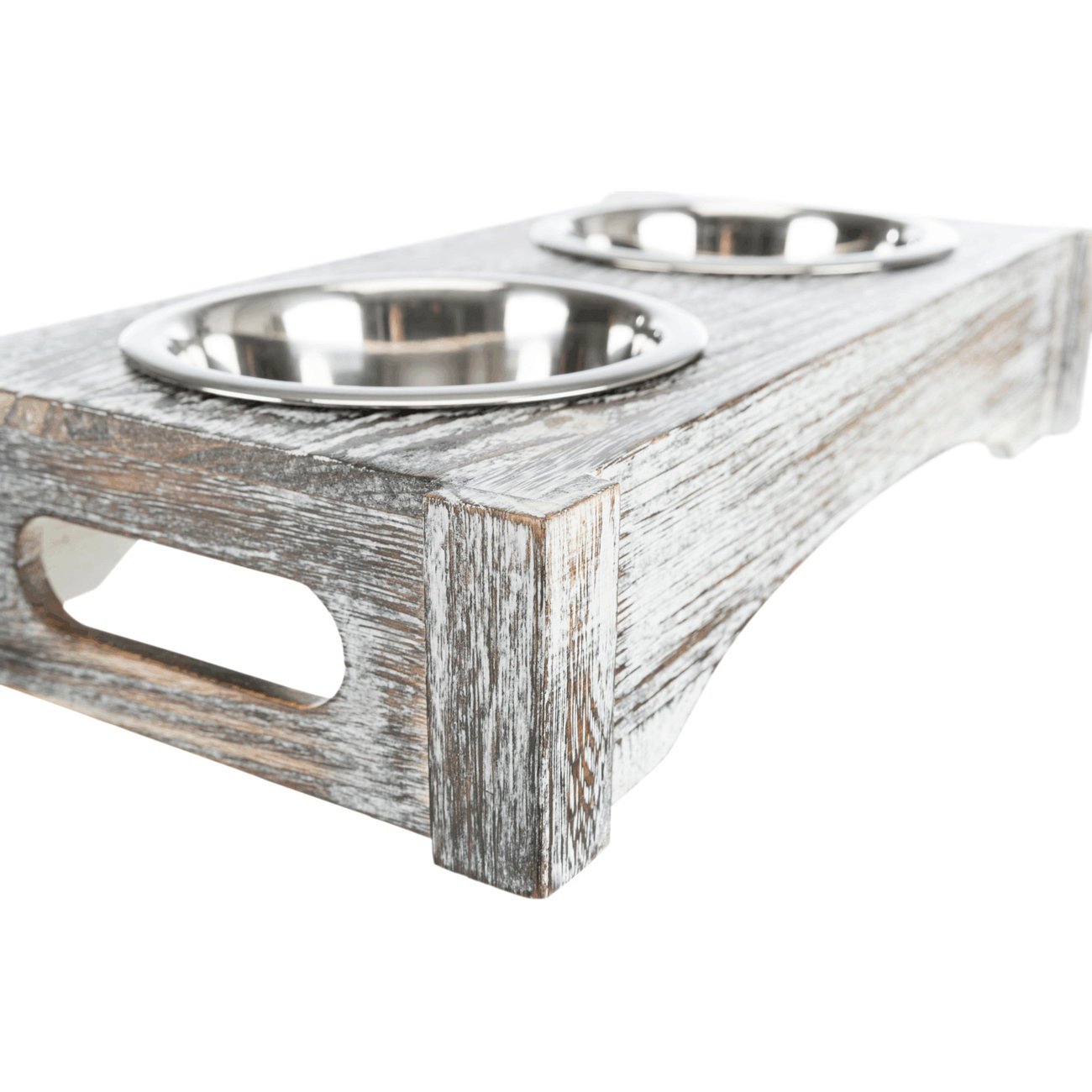 Hundenapf doppelt mit Vintage Holzständer Bild 2