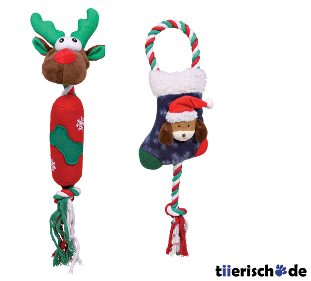 2 Weihnachtsspielzeuge für Hunde am Tau Bild 1