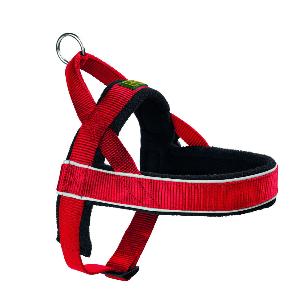 Hunter Norwegergeschirr Racing, L-XL: Hals 58 cm, Bauch 82 – 105 cm, Breite 3,8 cm, rot/schwarz Hunter Norwegergeschirr Racing, L-XL: Hals 58 cm, Bauch 82 – 105 cm, Breite 3,8 cm, rot/schwarz