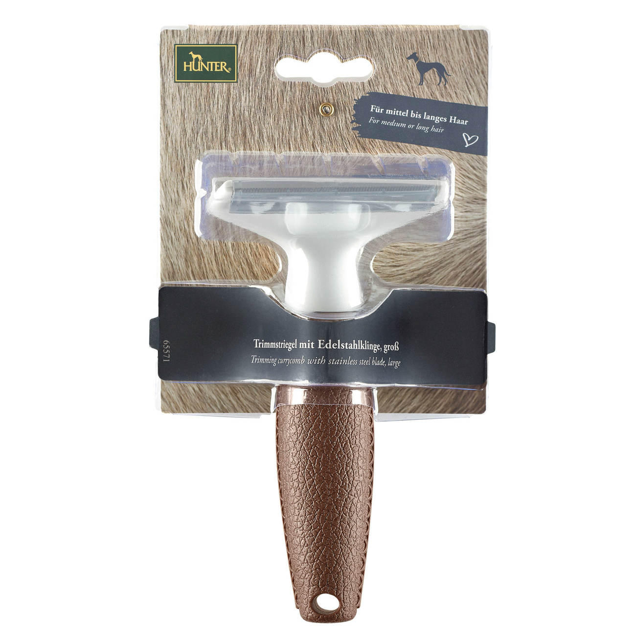 HUNTER Trimmstriegel Spa mit Edelstahlklinge Bild 3