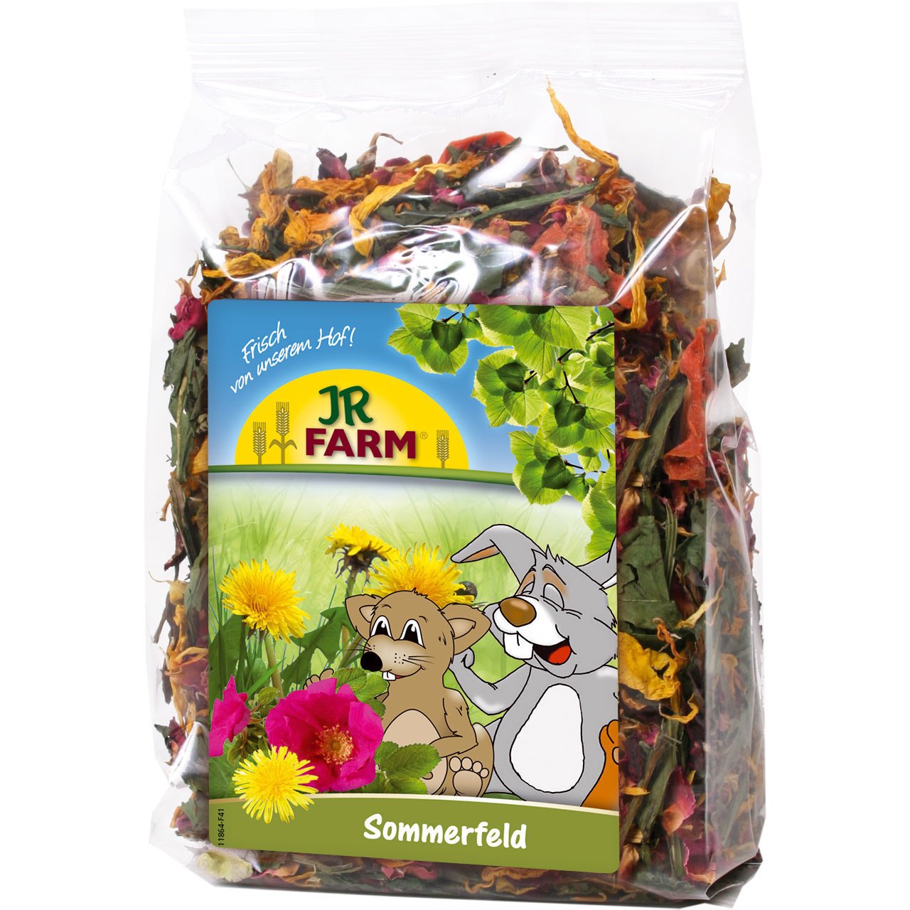 JR FARM ESN Kräuterwiese Mit Blüten 550g - Naturfaserschale Für Nager, Komplett Verzehrbar
