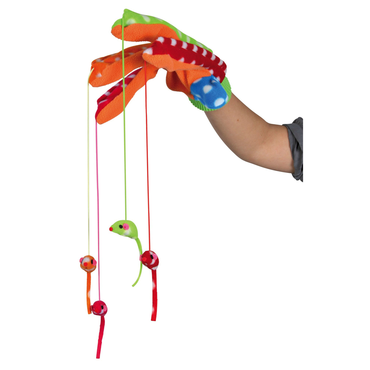 Katzen Handschuh mit 4 Hängemäusen Bild 2