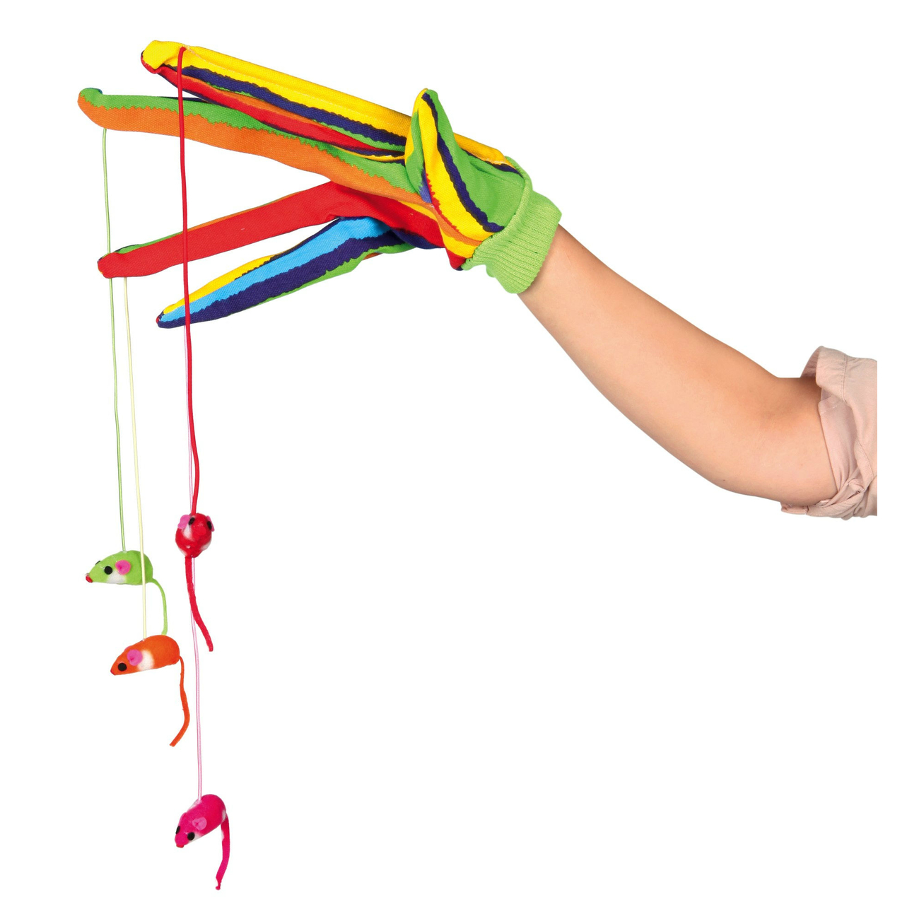 Katzen Handschuh mit 4 Hängemäusen Bild 1