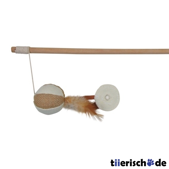 Katzen Spielangel Jute mit Federn Bild 1