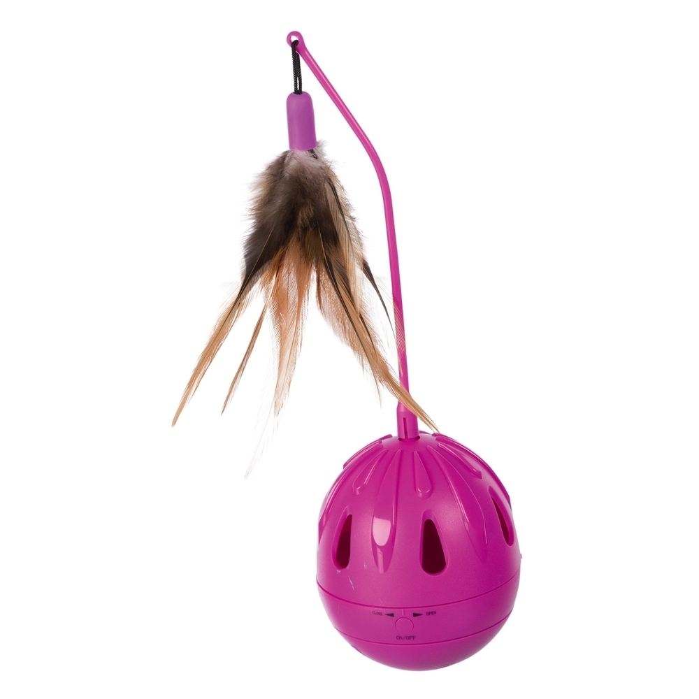 Katzenspielzeug Steh-Auf-Ei mit Federn und Sound Bild 1