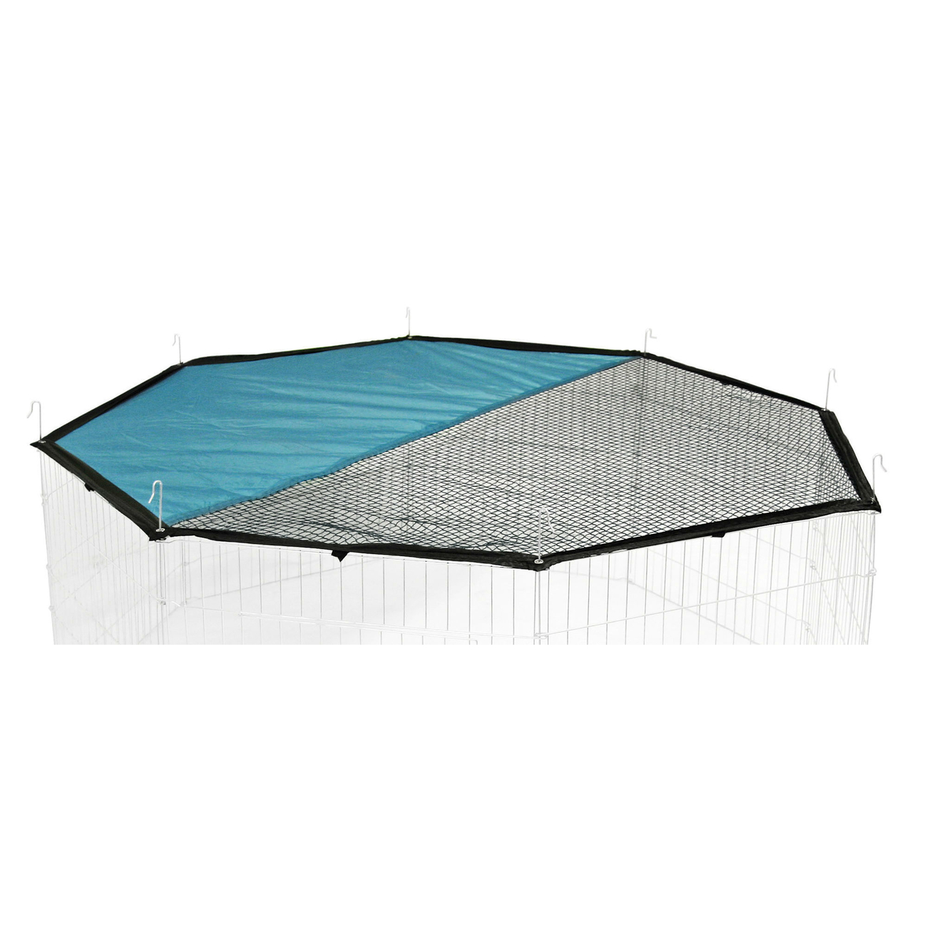 Kleintier Freigehege verzinkt 8 eckig mit Netz und Tür Bild 3
