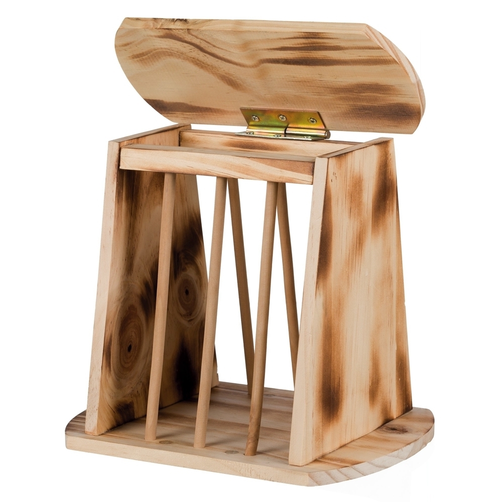 Kleintier Heuraufe zum Aufstellen mit Deckel Holz geflammt Bild 2