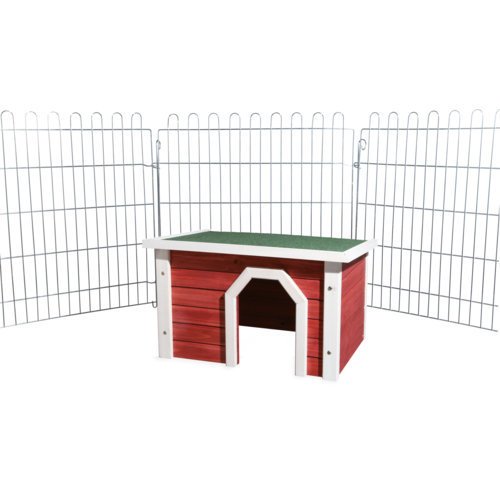 Kleintierhaus aus Holz rot weiß Bild 3