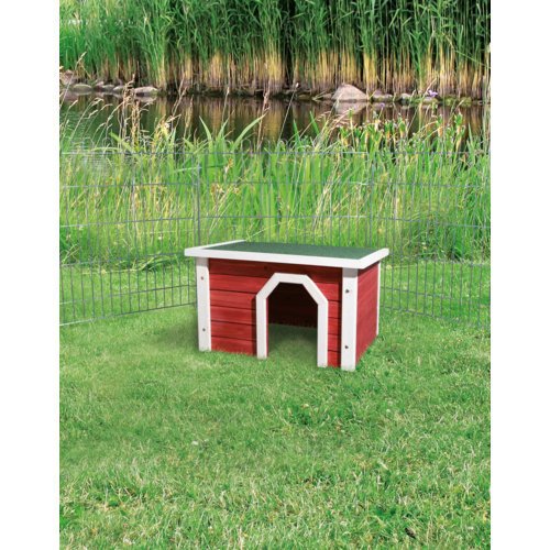 Kleintierhaus aus Holz rot weiß Bild 4
