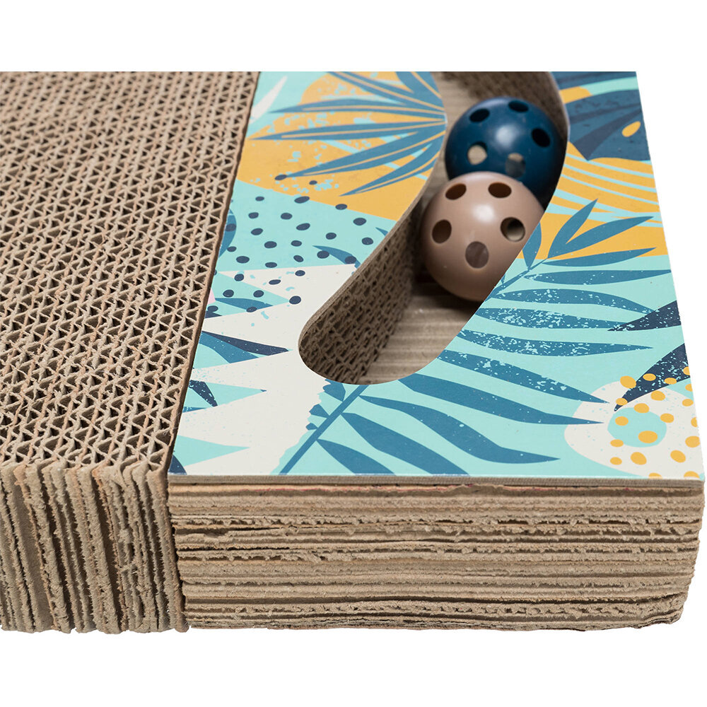 Kratzpappe mit Spielzeug für Katzen Bild 4