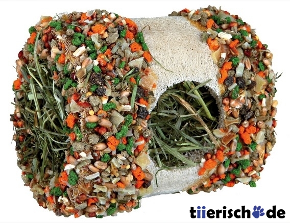 Natur-Snack Luffa-Tunnel mit Bergwiesenheu und Gemüse Bild 1