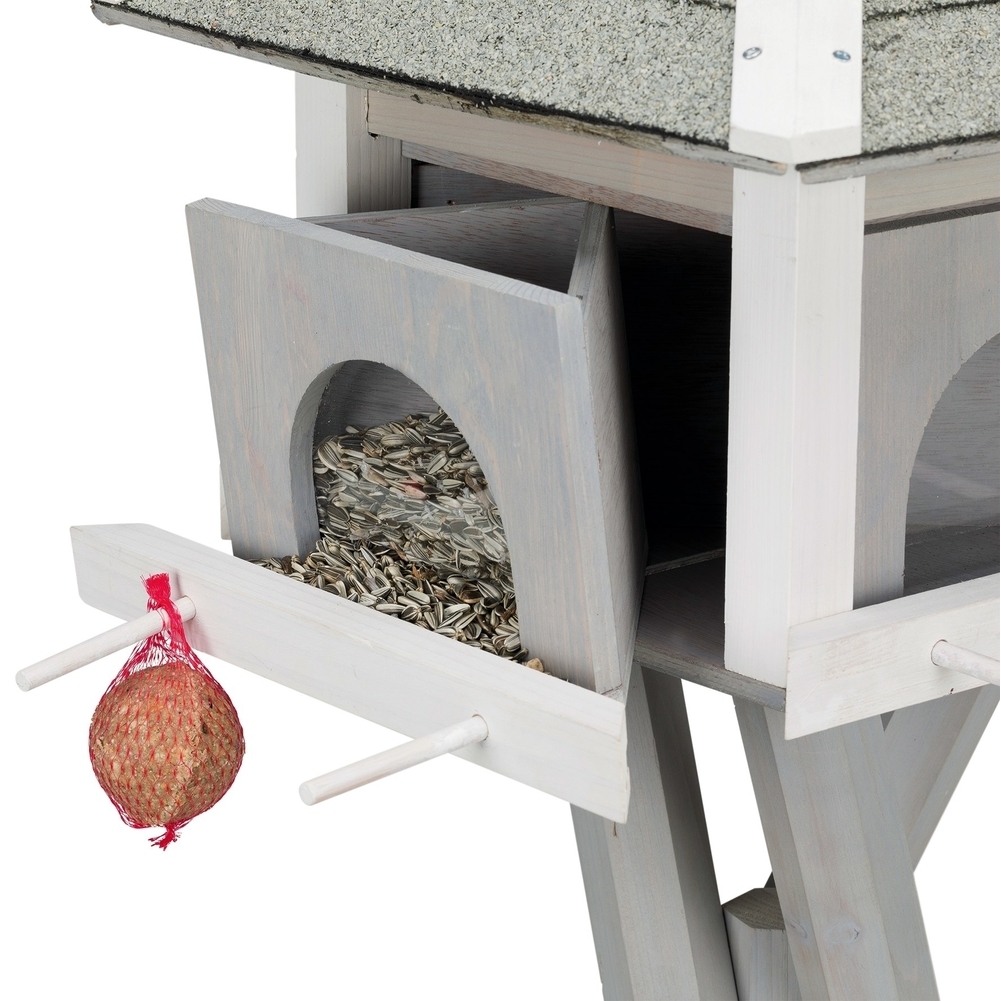 Natura Futterhaus mit Ständer grau weiß Bild 4