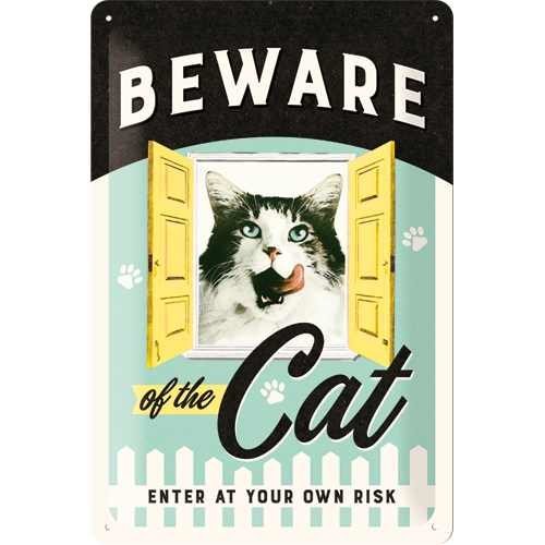 Nostalgic-Art Beware of the Cat, Blechschild Bild 1