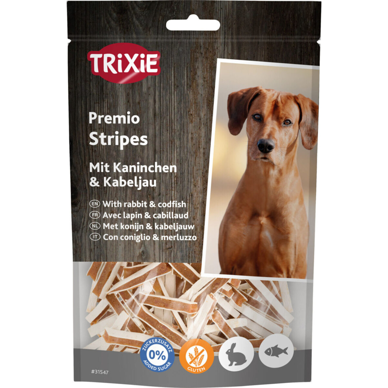 PREMIO Stripes mit Kaninchen & Kabeljau Hundesnacks Bild 1