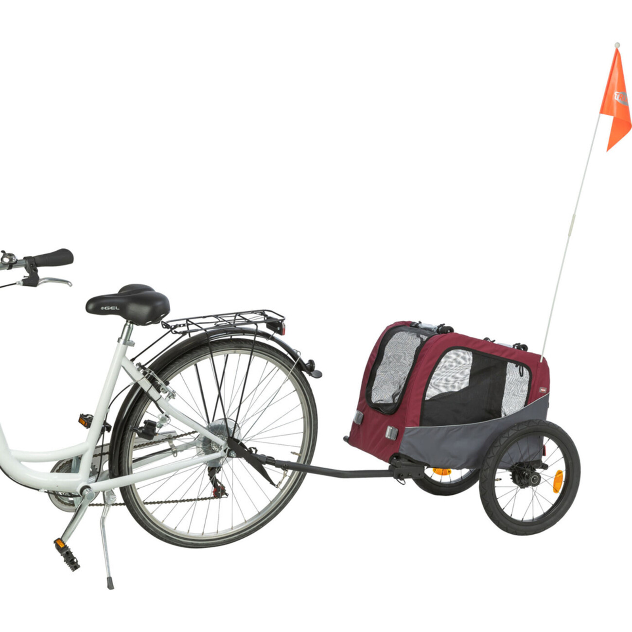 TRIXIE Fahrradanhänger Grau/Rot – Der sichere Begleiter für Hunde Bild 2