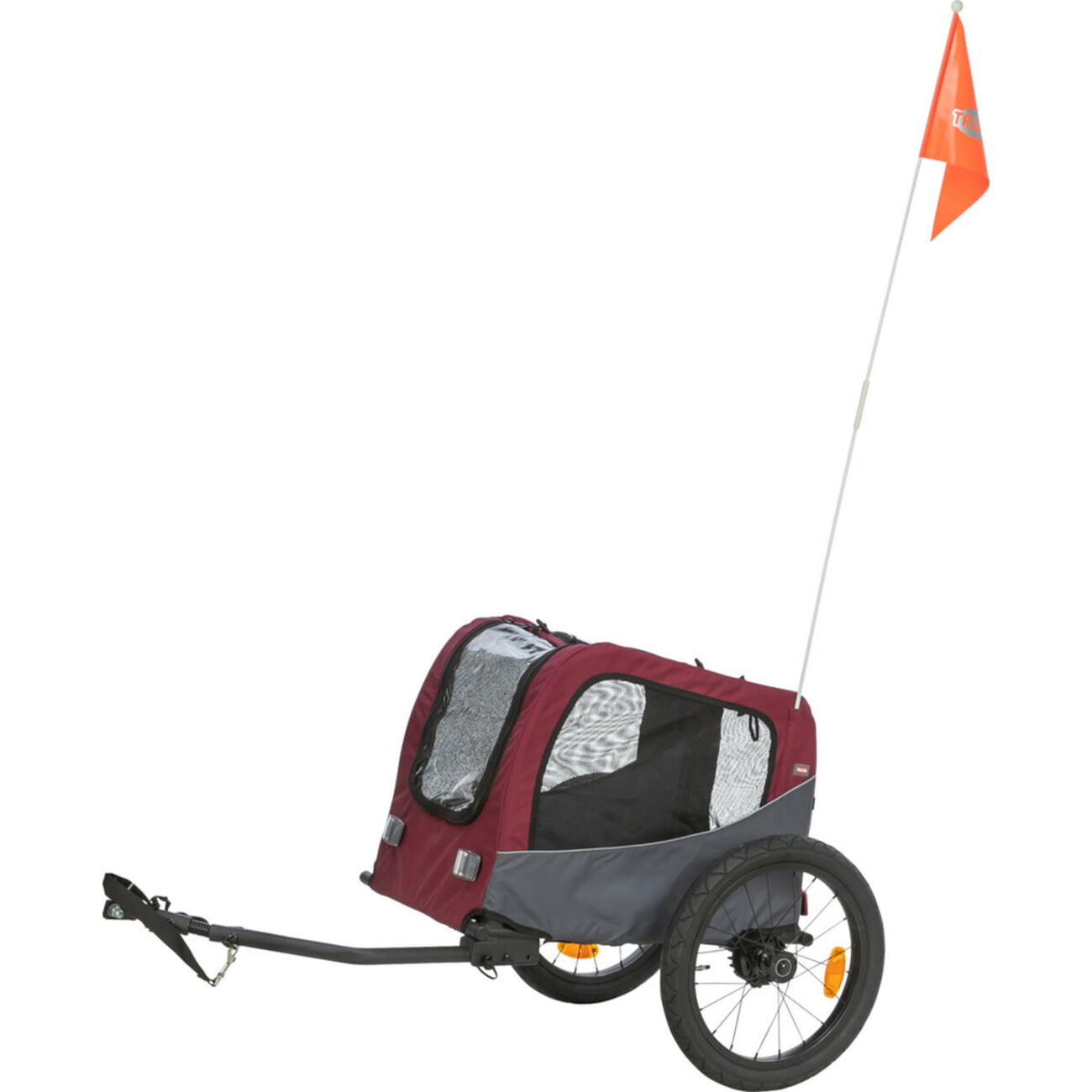 TRIXIE Fahrradanhänger Grau/Rot – Der sichere Begleiter für Hunde Bild 1