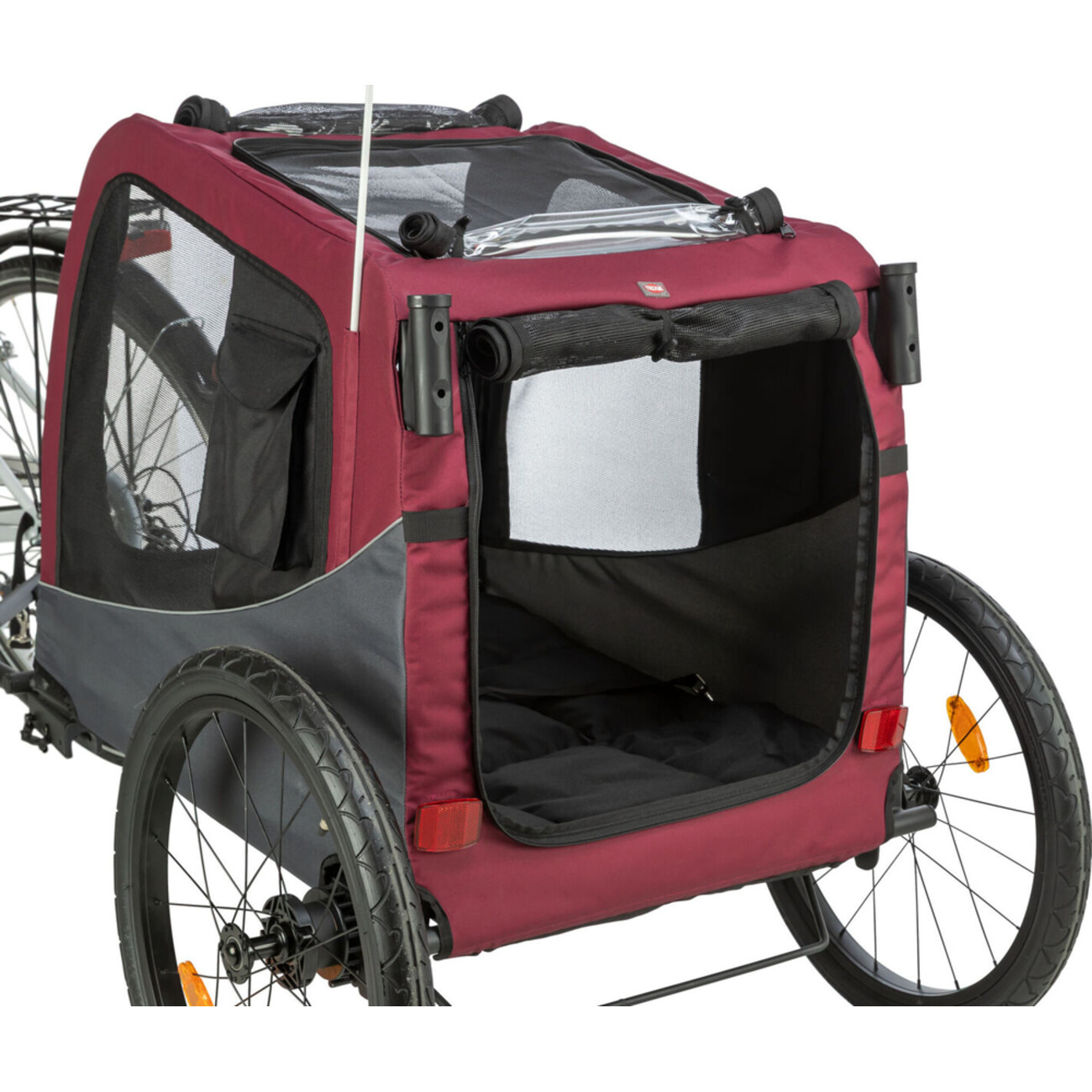 TRIXIE Fahrradanhänger Grau/Rot – Der sichere Begleiter für Hunde Bild 4
