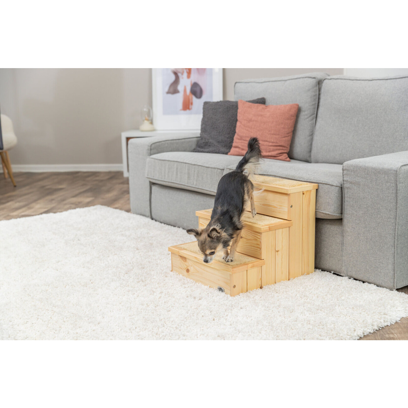 Möbel Treppe für Hunde und Katzen aus Kiefer mit Staurraum Bild 2